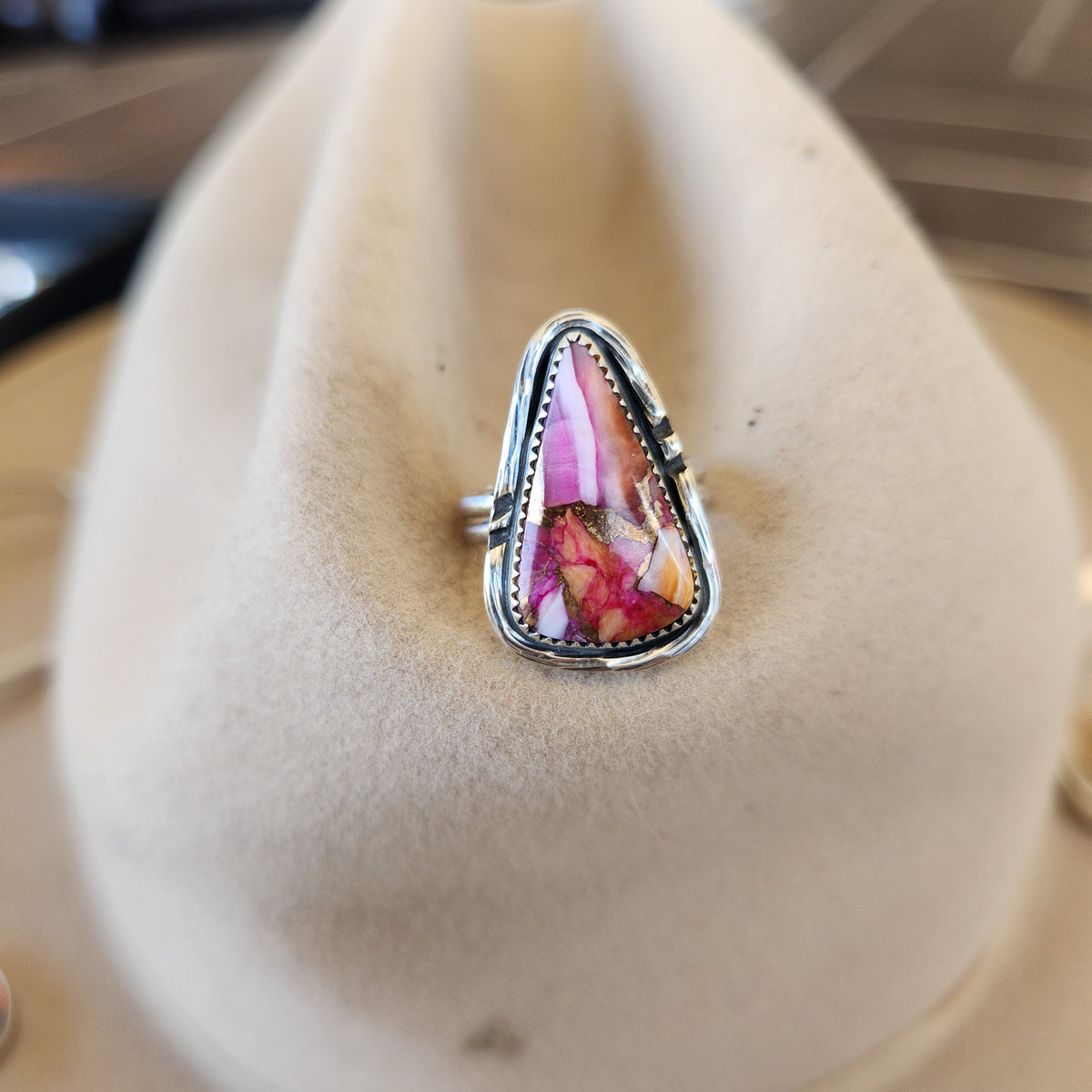 SZ 7 Pink Kingman Spiny Sweetheart Rings