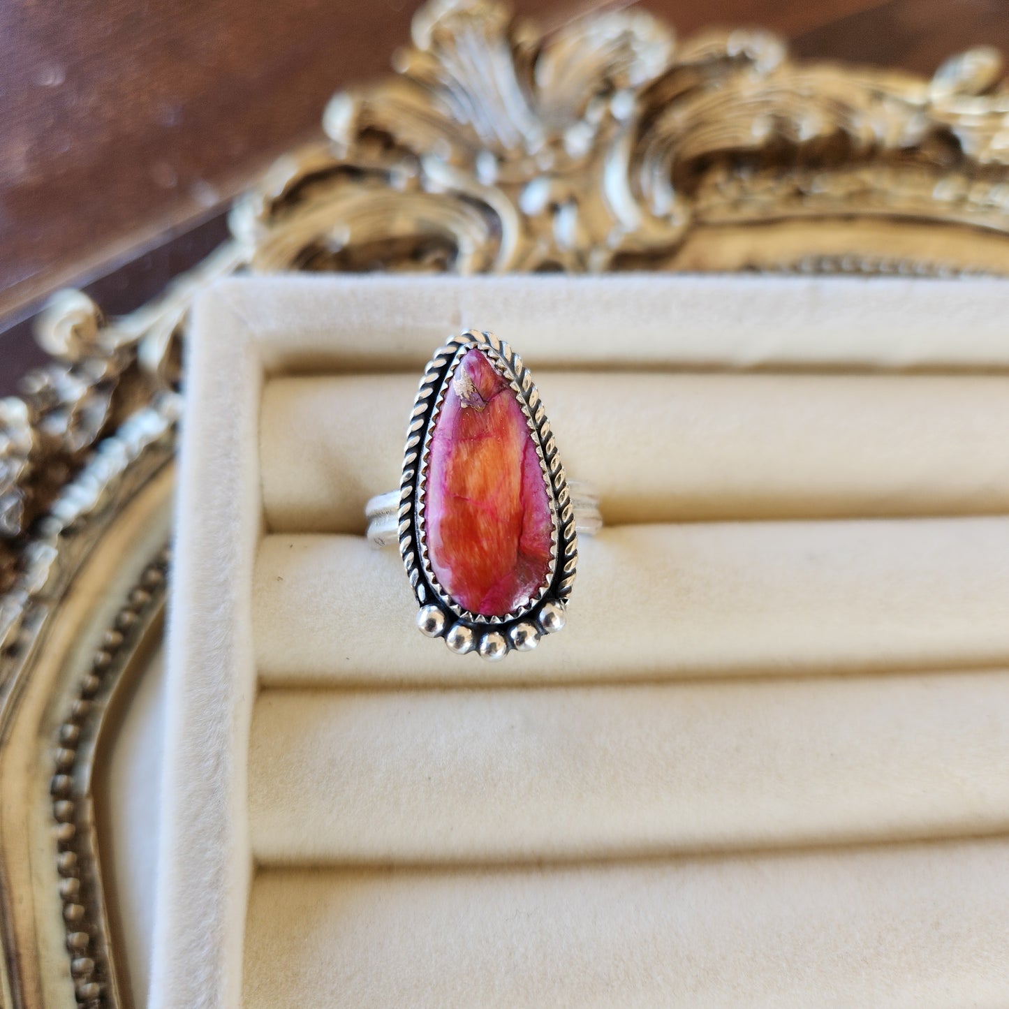SZ 6.25 Pink Kingman Spiny Sweetheart Rings