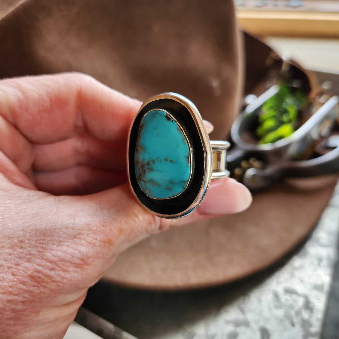 Kingman Turquoise Ring SZ 13.4