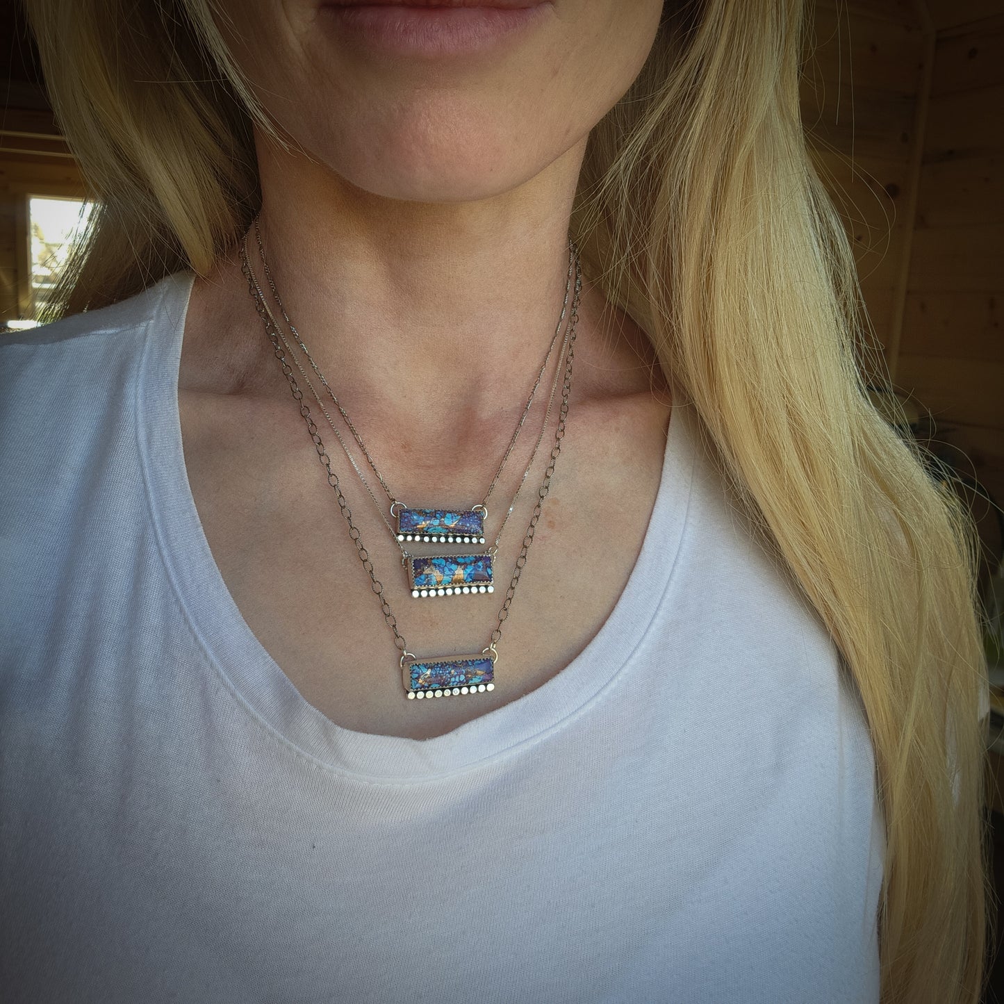 Purple Mojave Bar Necklace 14"