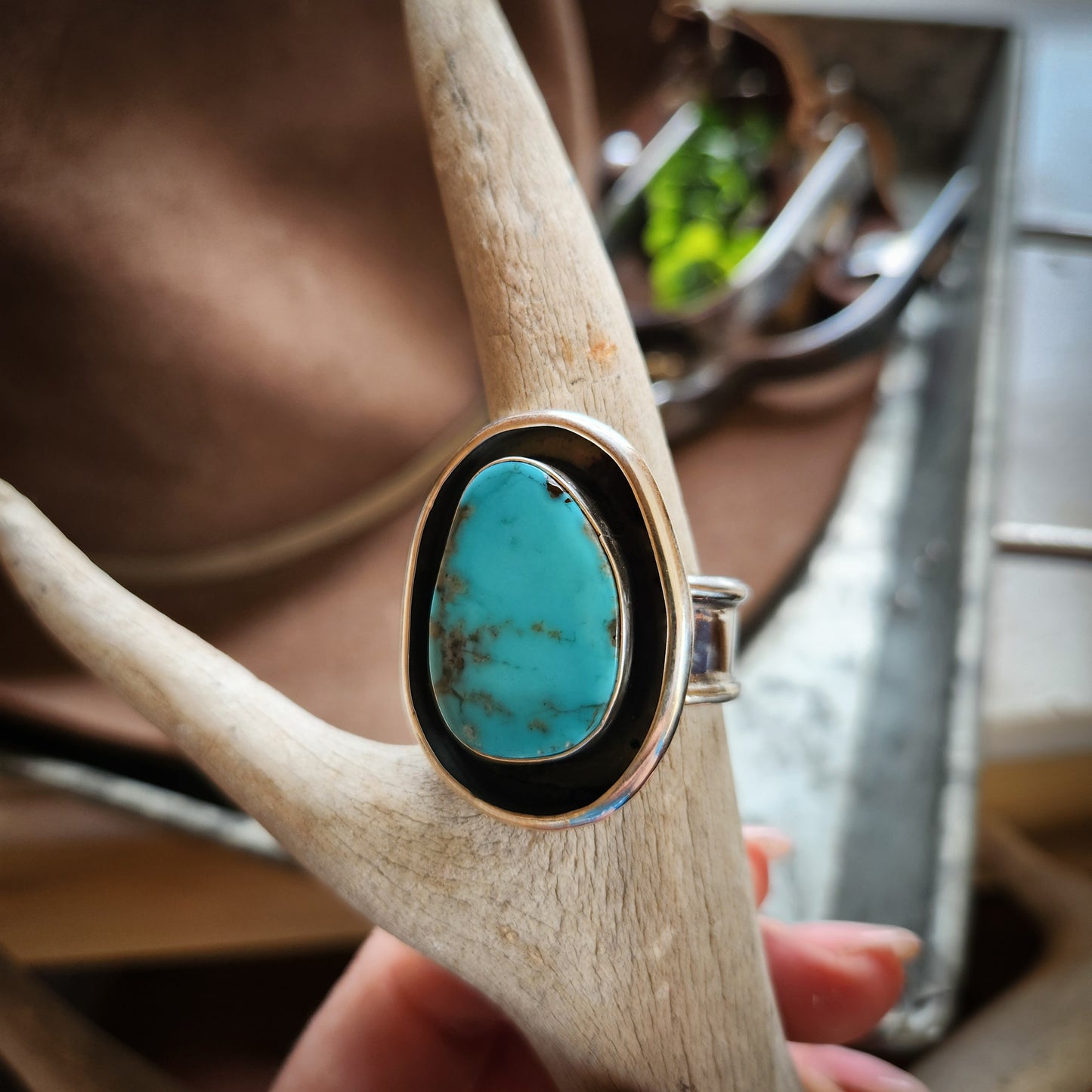 Kingman Turquoise Ring SZ 13.4