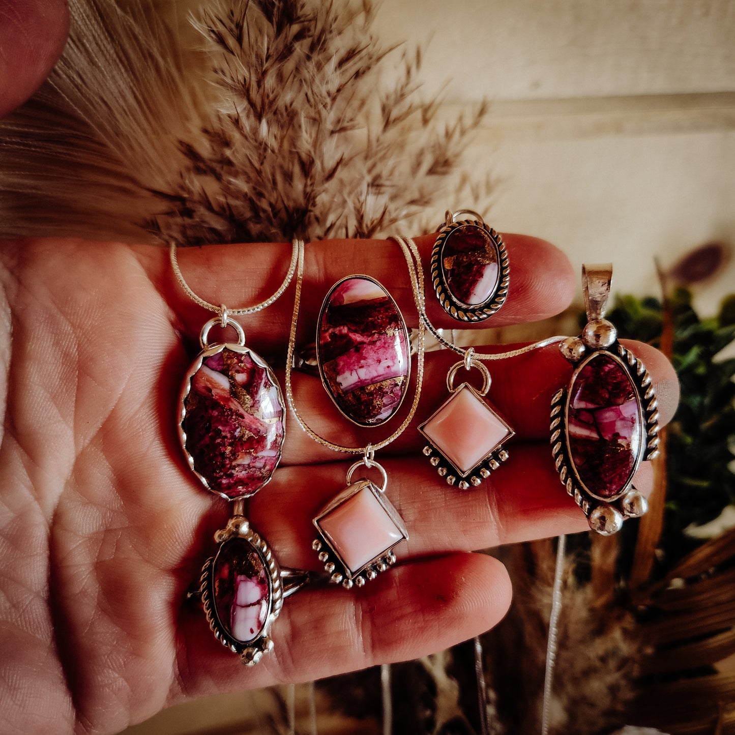 Pink Kingman Spiny Ring Sz 7.75