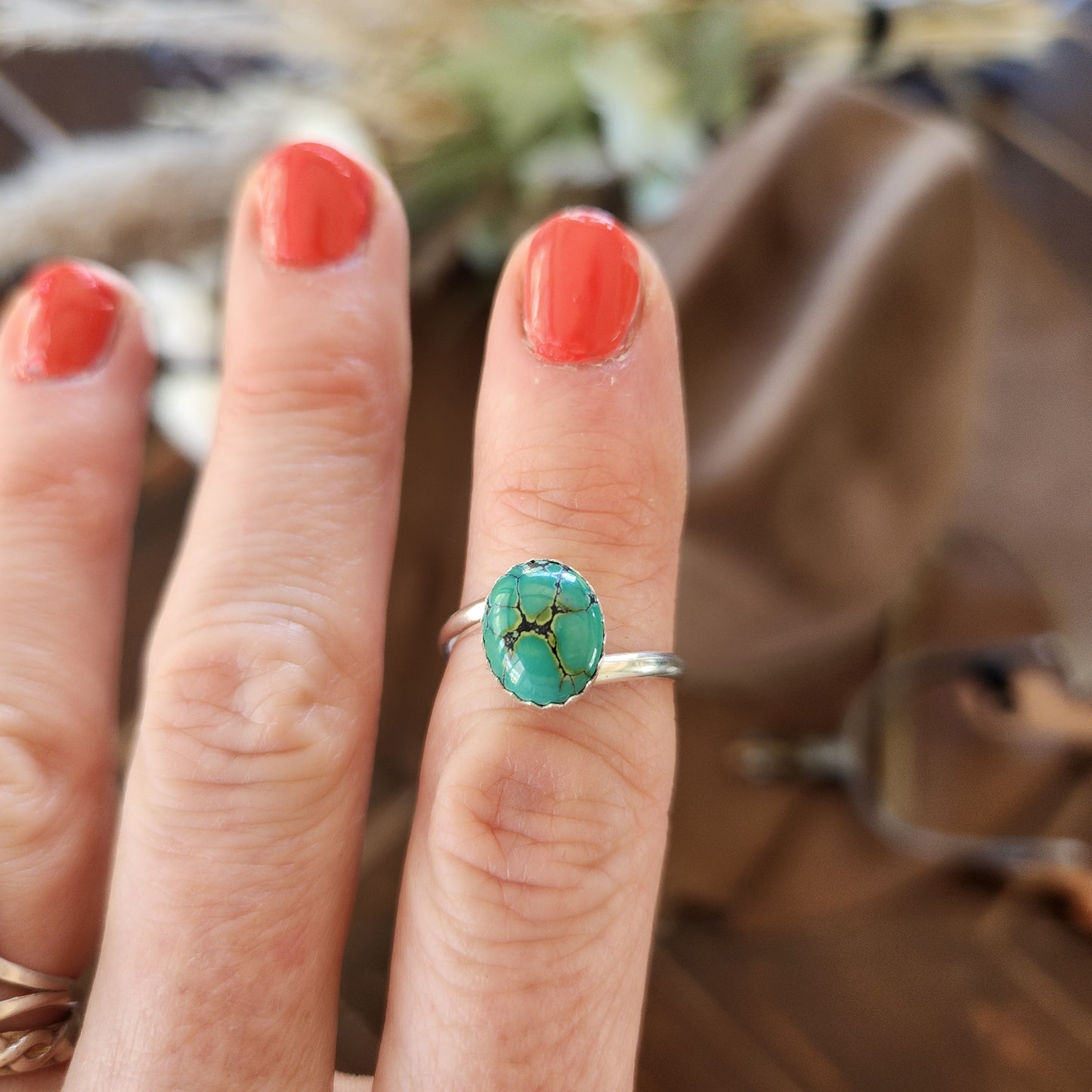 Twist Band Turquoise Stacker Rings