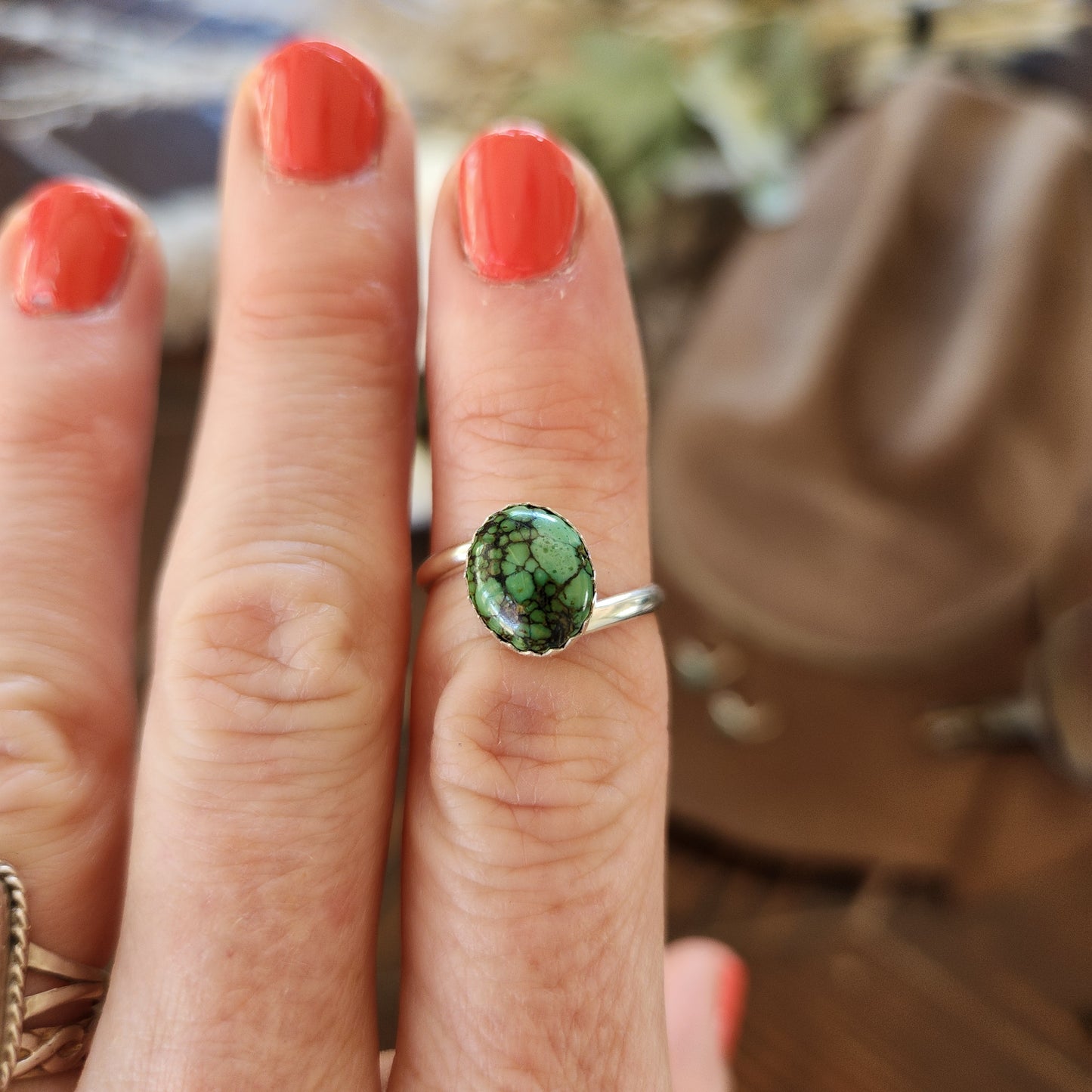Twist Band Turquoise Stacker Rings