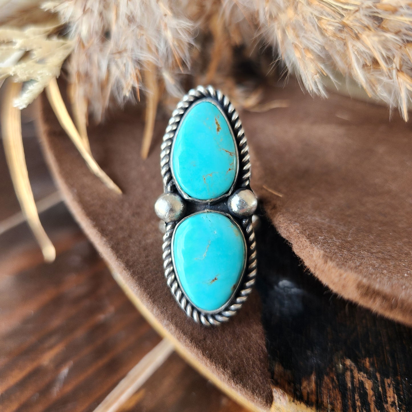 Double Stone Mina Maria Turquoise Ring SZ 7.75