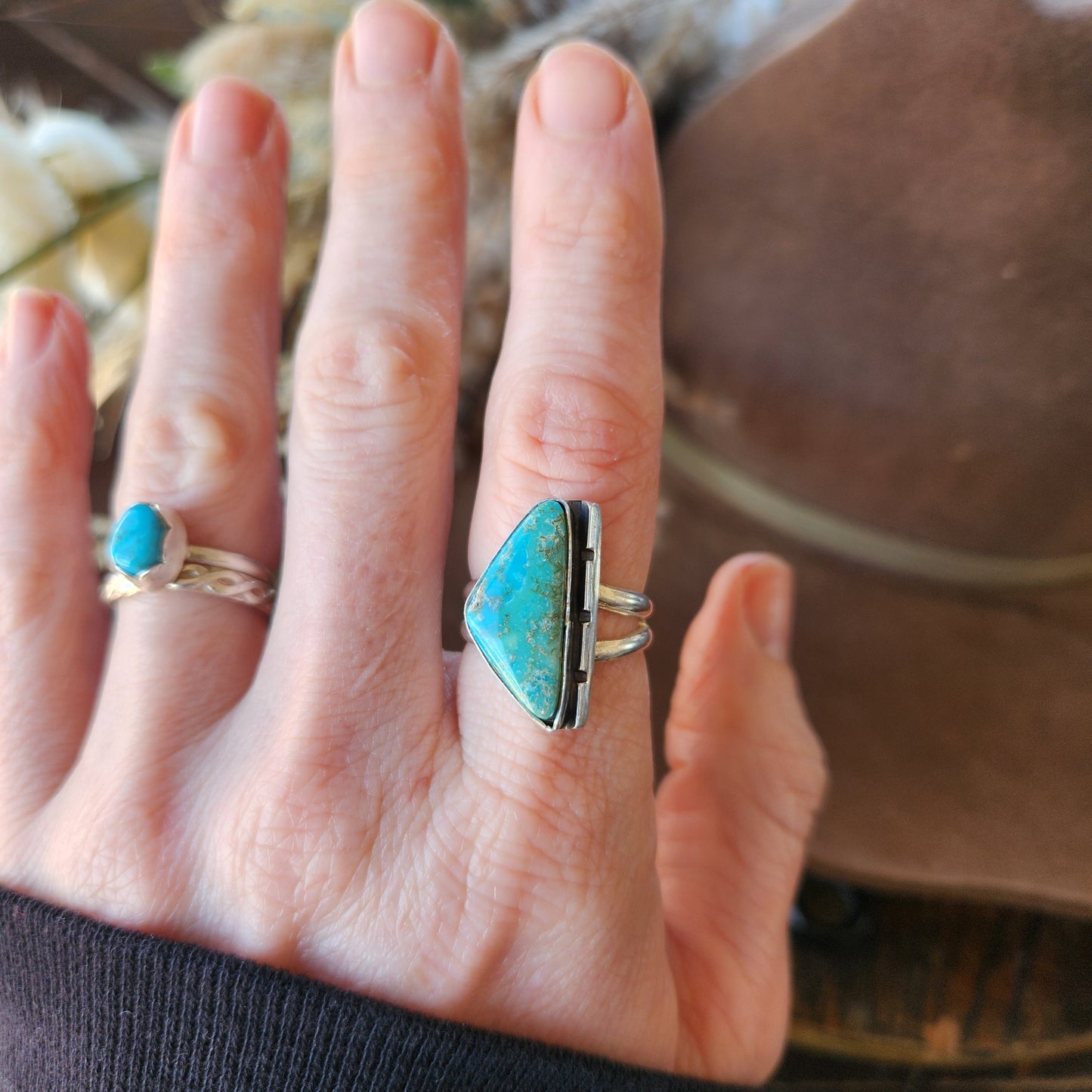 Old Stock Nevada Turquoise Ring SZ 7.75