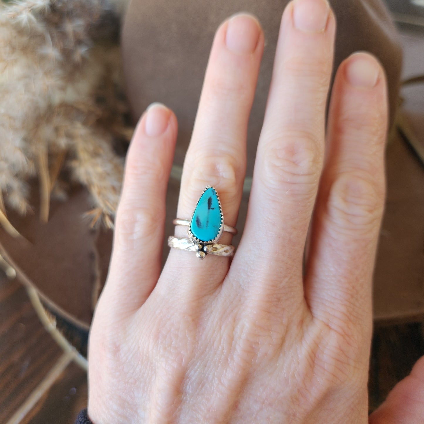 Old Stock Nevada Turquoise Ring SZ 5.75