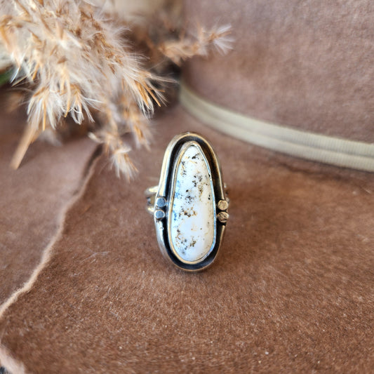 White Buffalo Turquoise Ring SZ 7.75