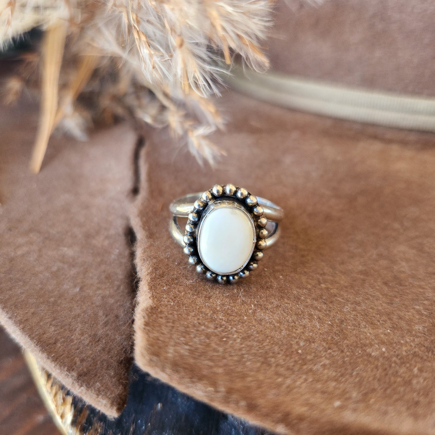 White Buffalo Turquoise Ring SZ 7.5