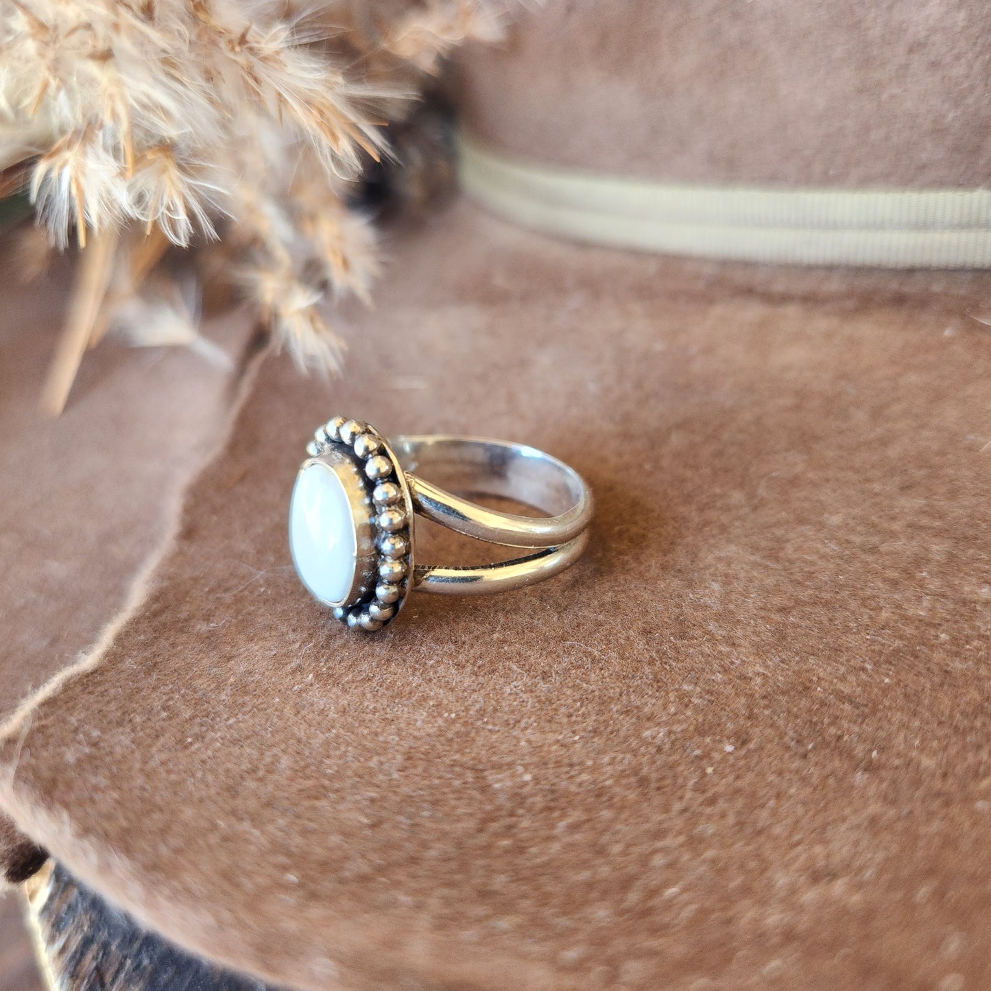 White Buffalo Turquoise Ring SZ 7.5