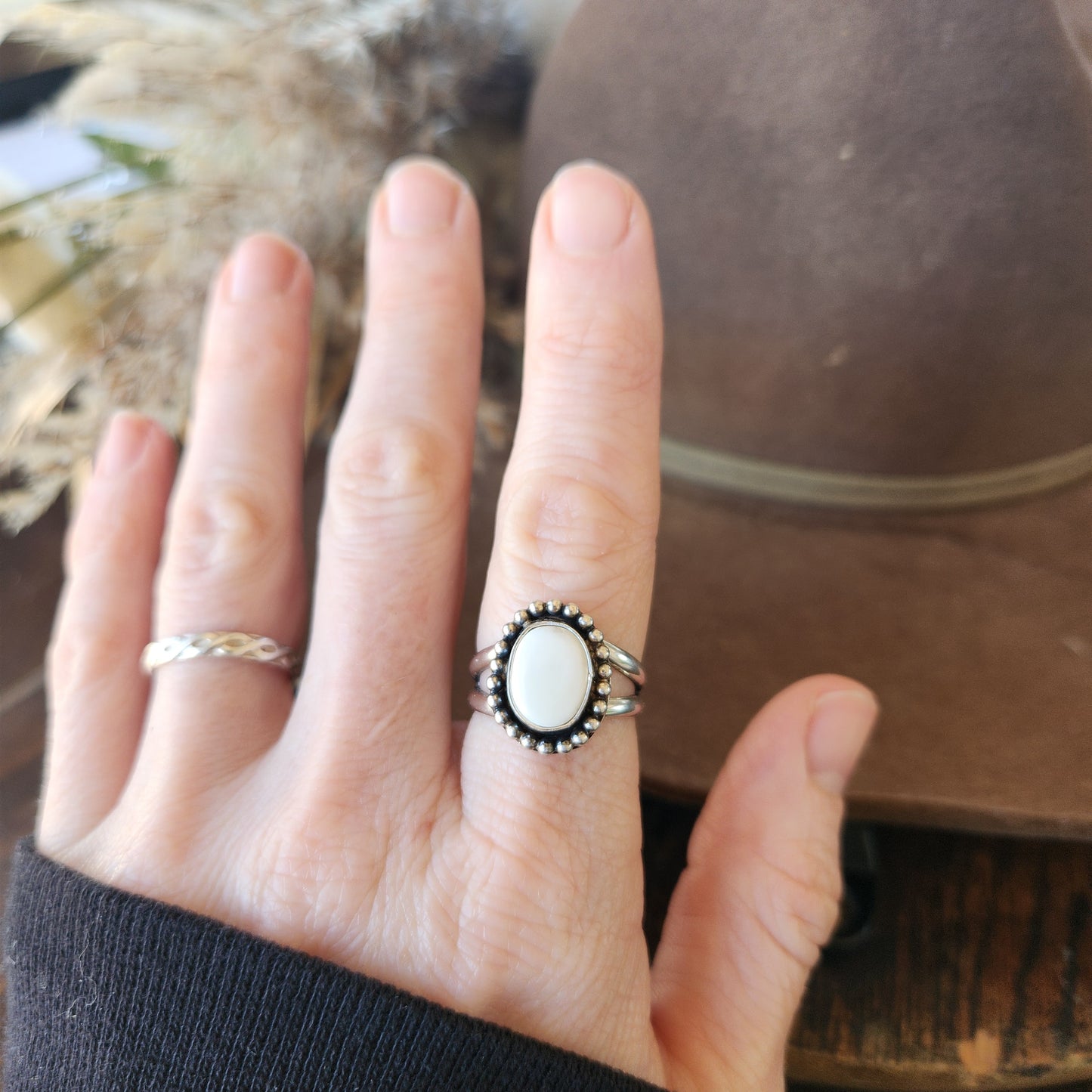 White Buffalo Turquoise Ring SZ 7.5