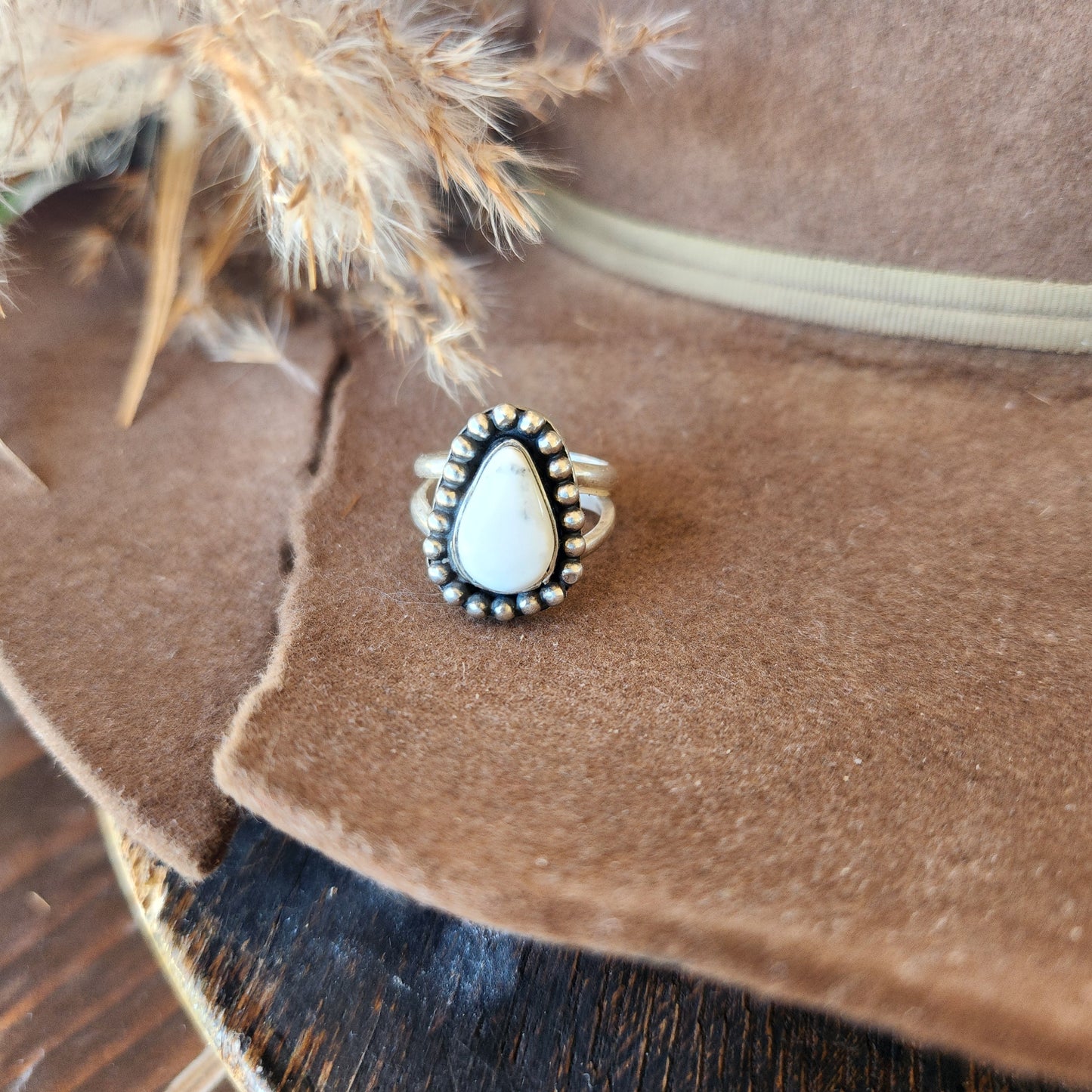 White Buffalo Turquoise Ring SZ 6