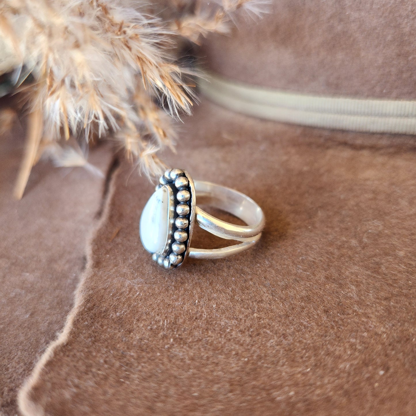 White Buffalo Turquoise Ring SZ 6