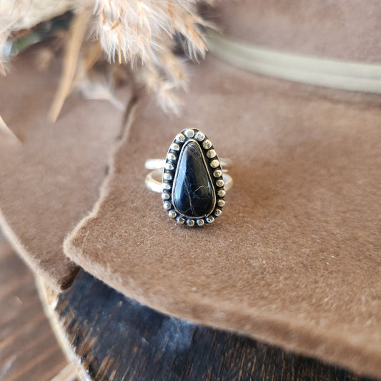 White Buffalo Turquoise Ring SZ 5.75