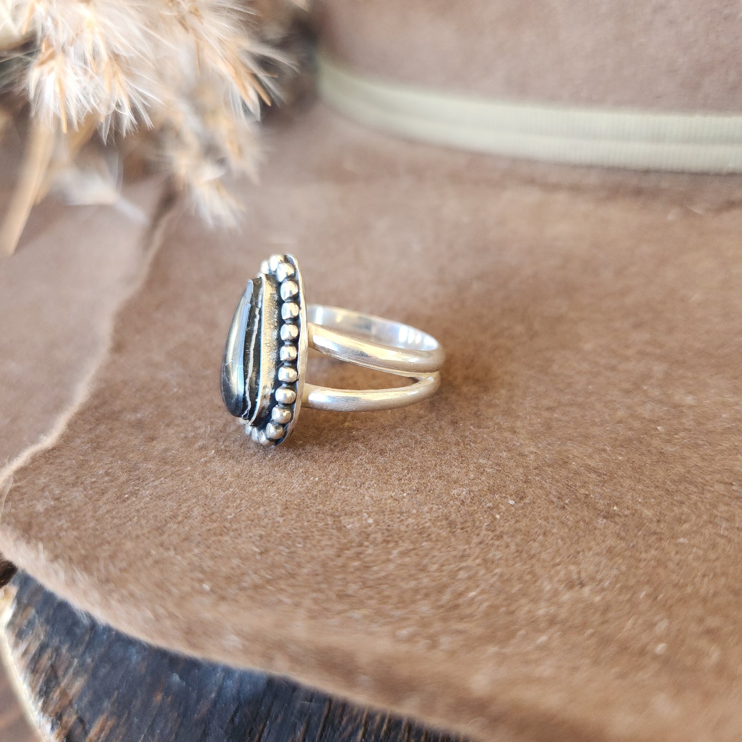 White Buffalo Turquoise Ring SZ 5.75