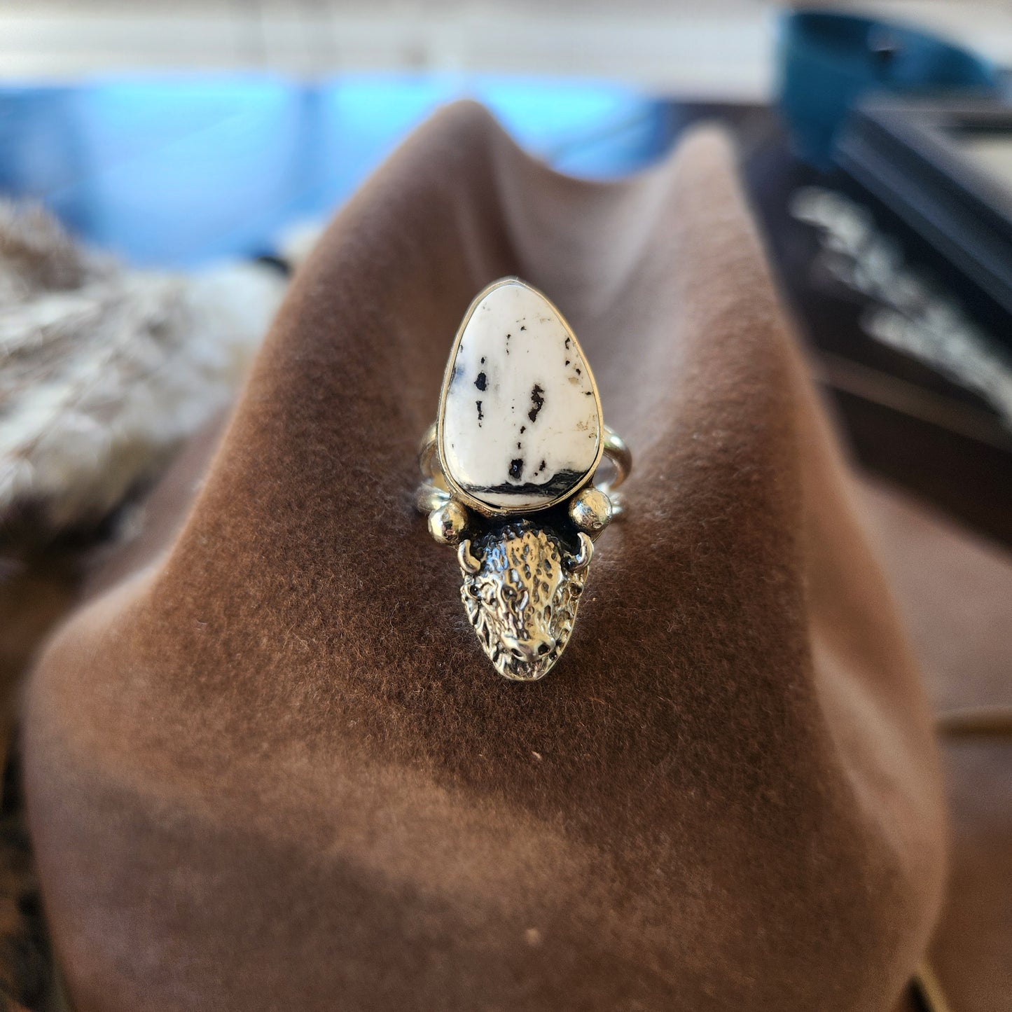 White Buffalo Turquoise Ring SZ 7