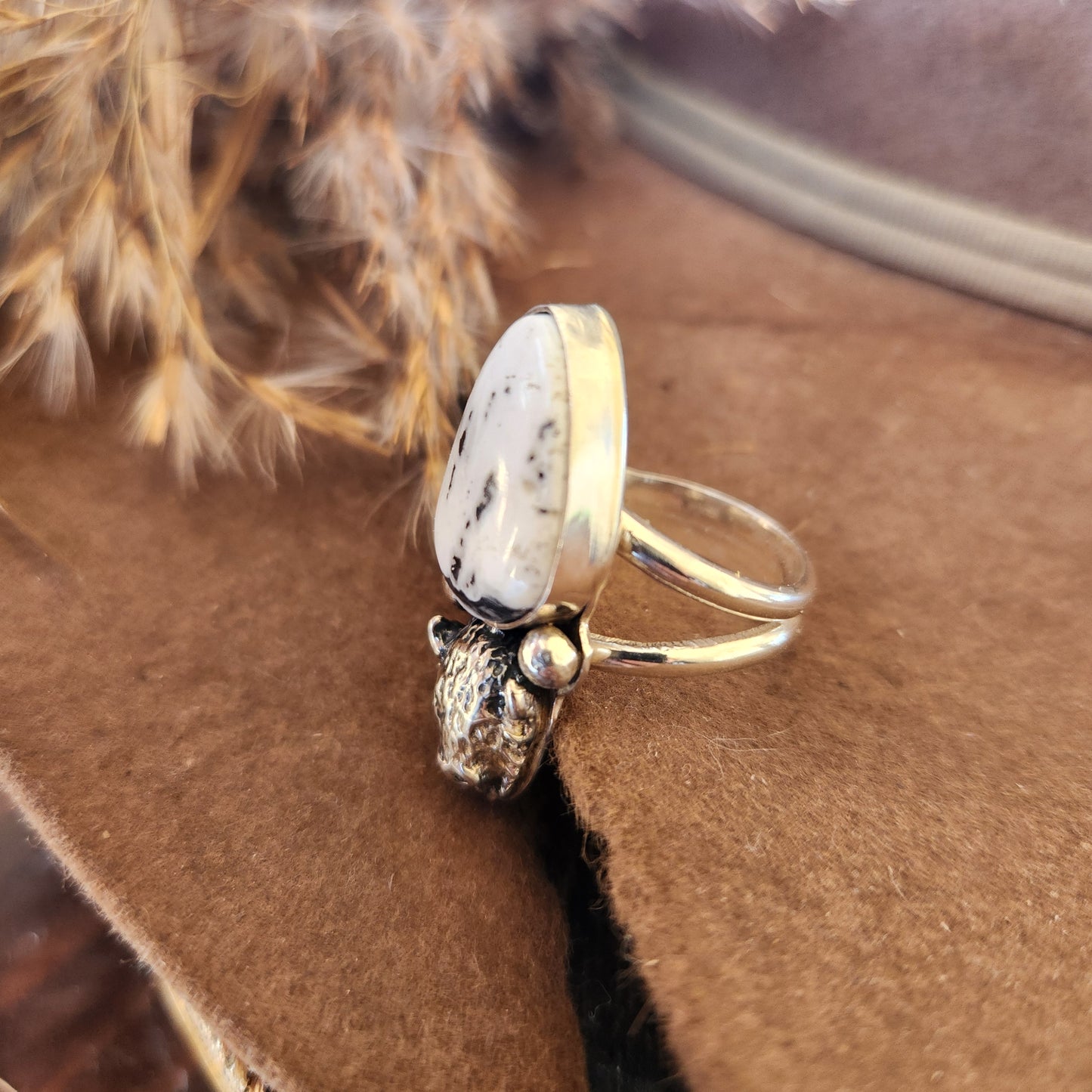 White Buffalo Turquoise Ring SZ 7