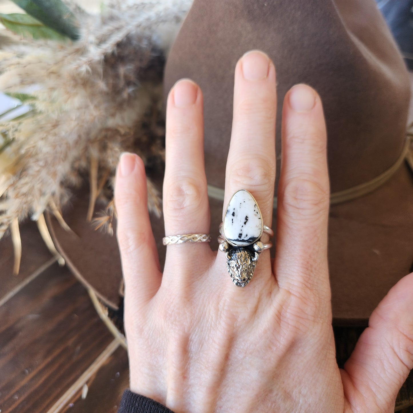 White Buffalo Turquoise Ring SZ 7