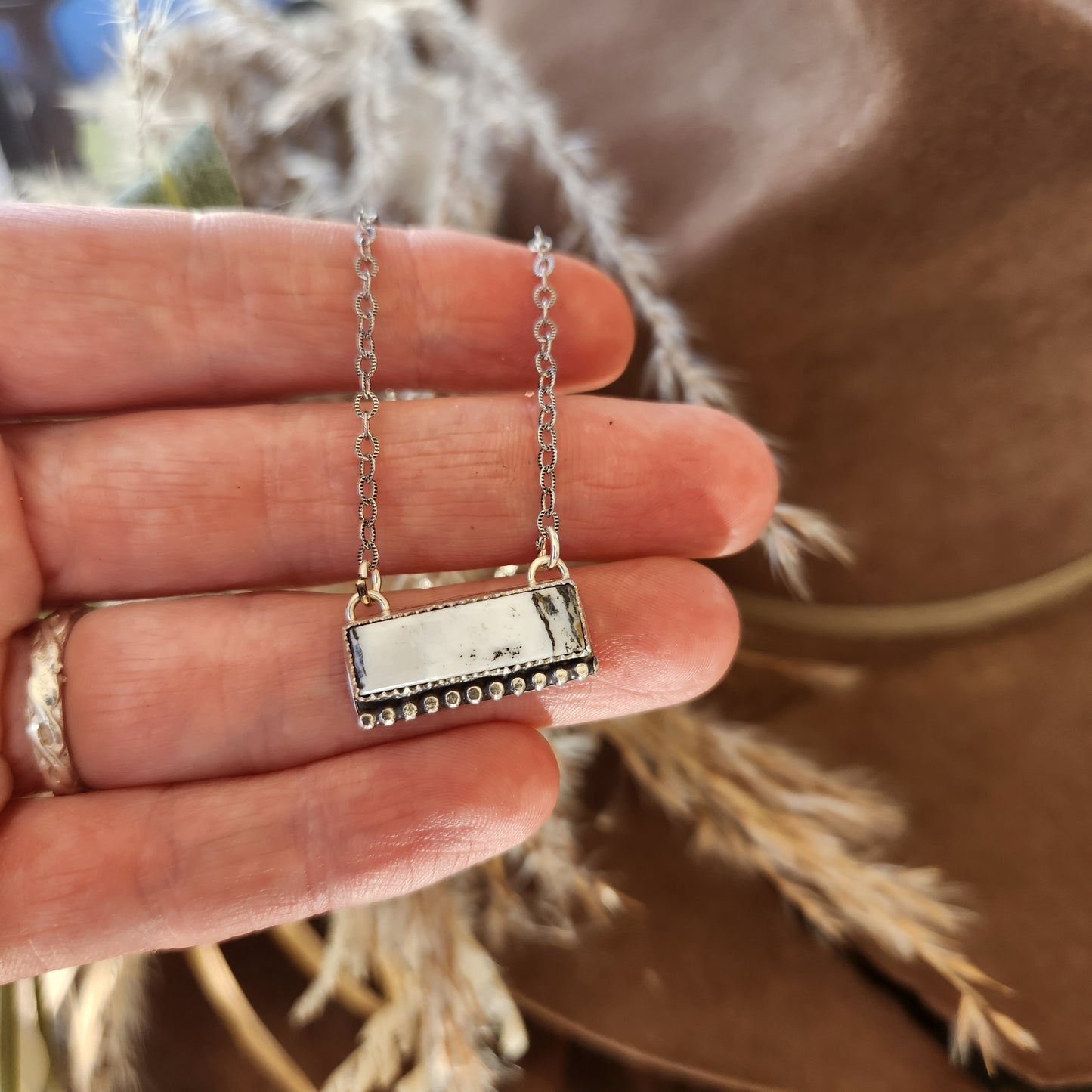 White Buffalo Bar Necklace