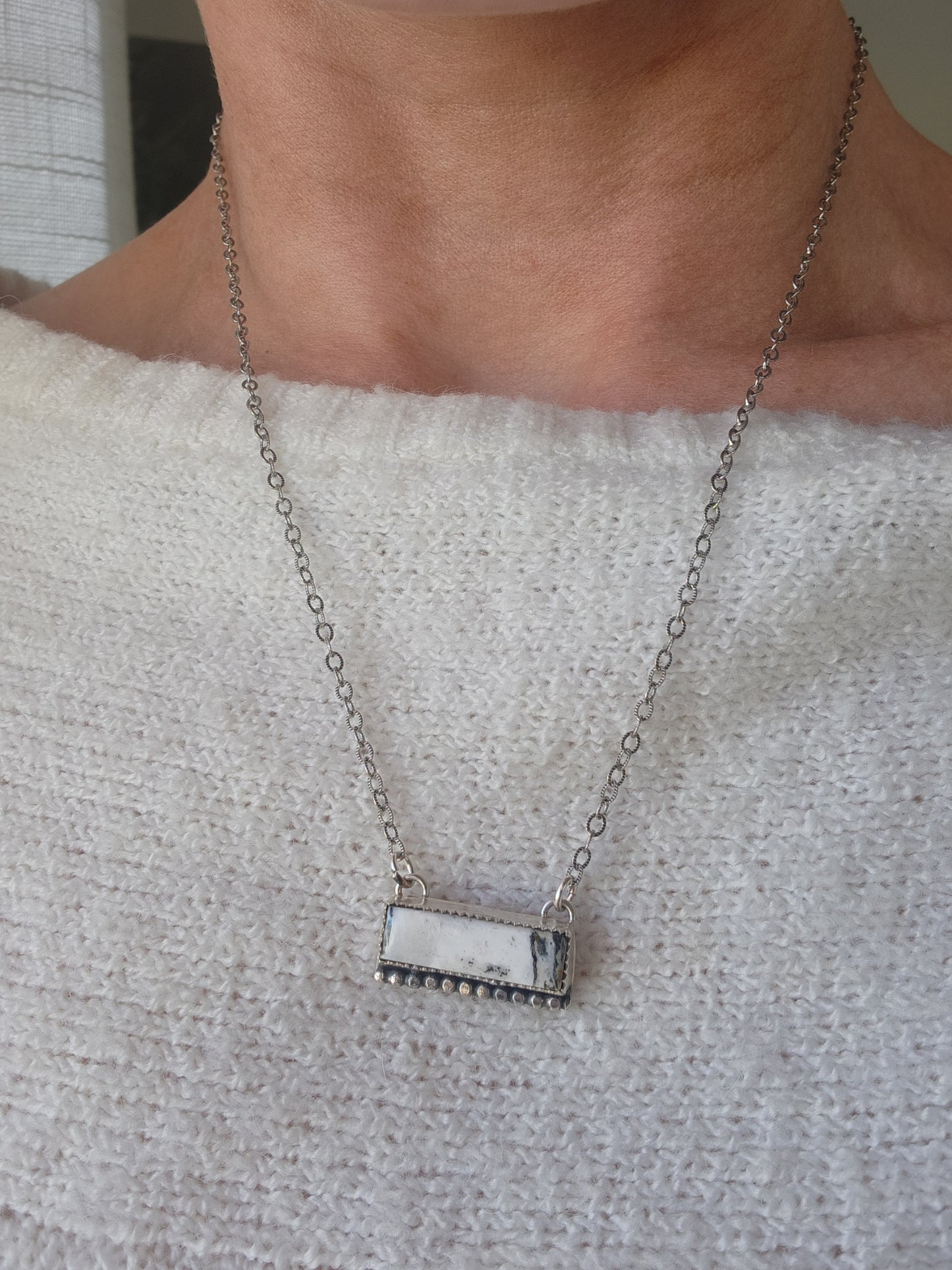 White Buffalo Bar Necklace