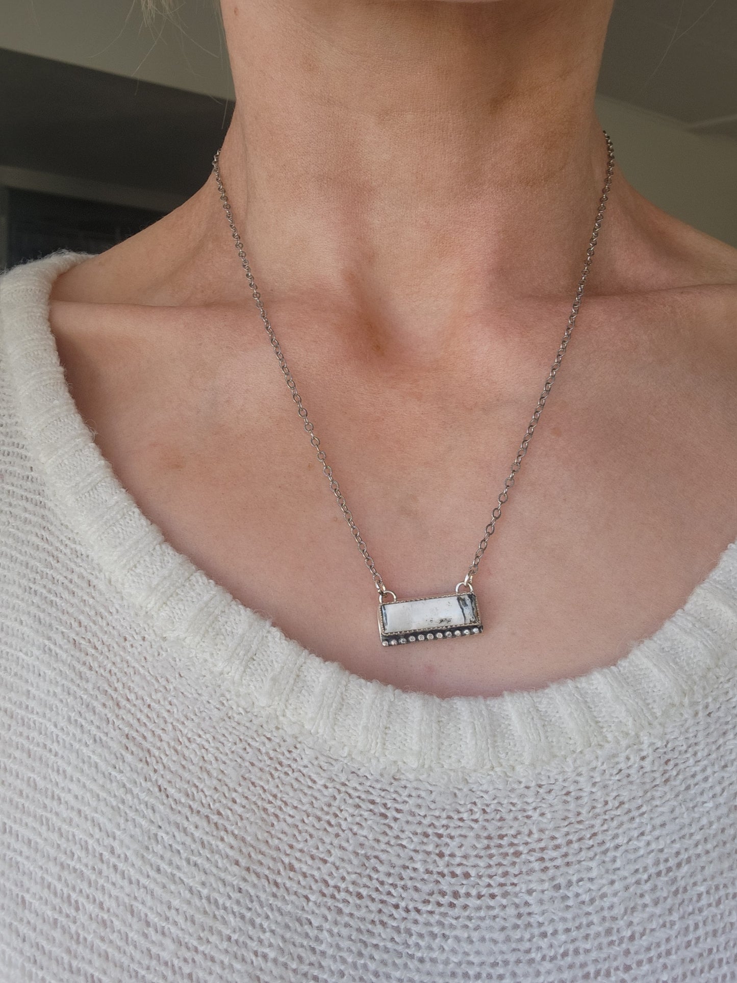 White Buffalo Bar Necklace