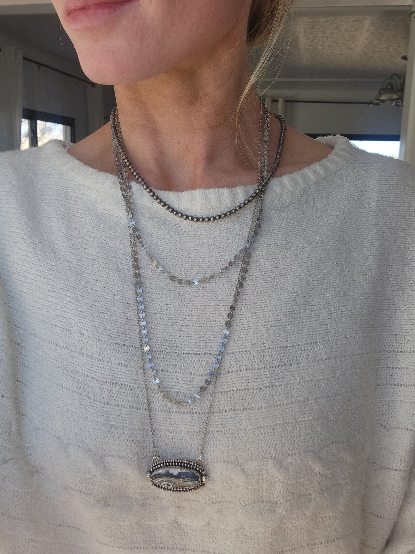 White Buffalo Necklace 28 in