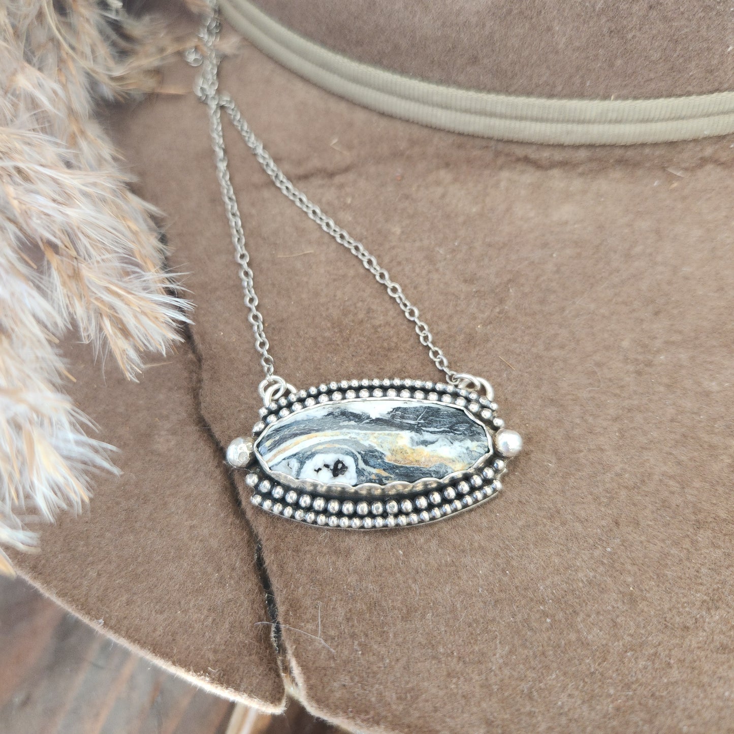 White Buffalo Necklace 28 in