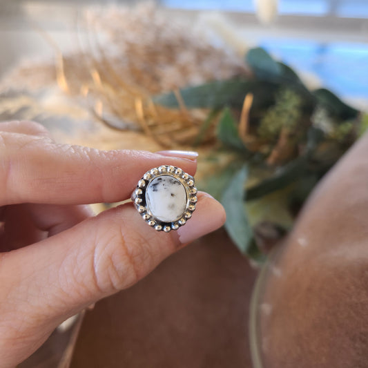 White Buffalo pinky ring Sz 3