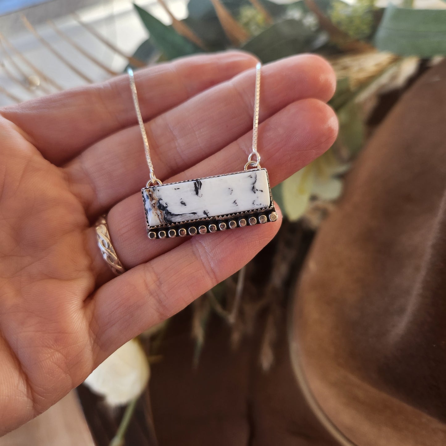 White Buffalo Bar Necklace