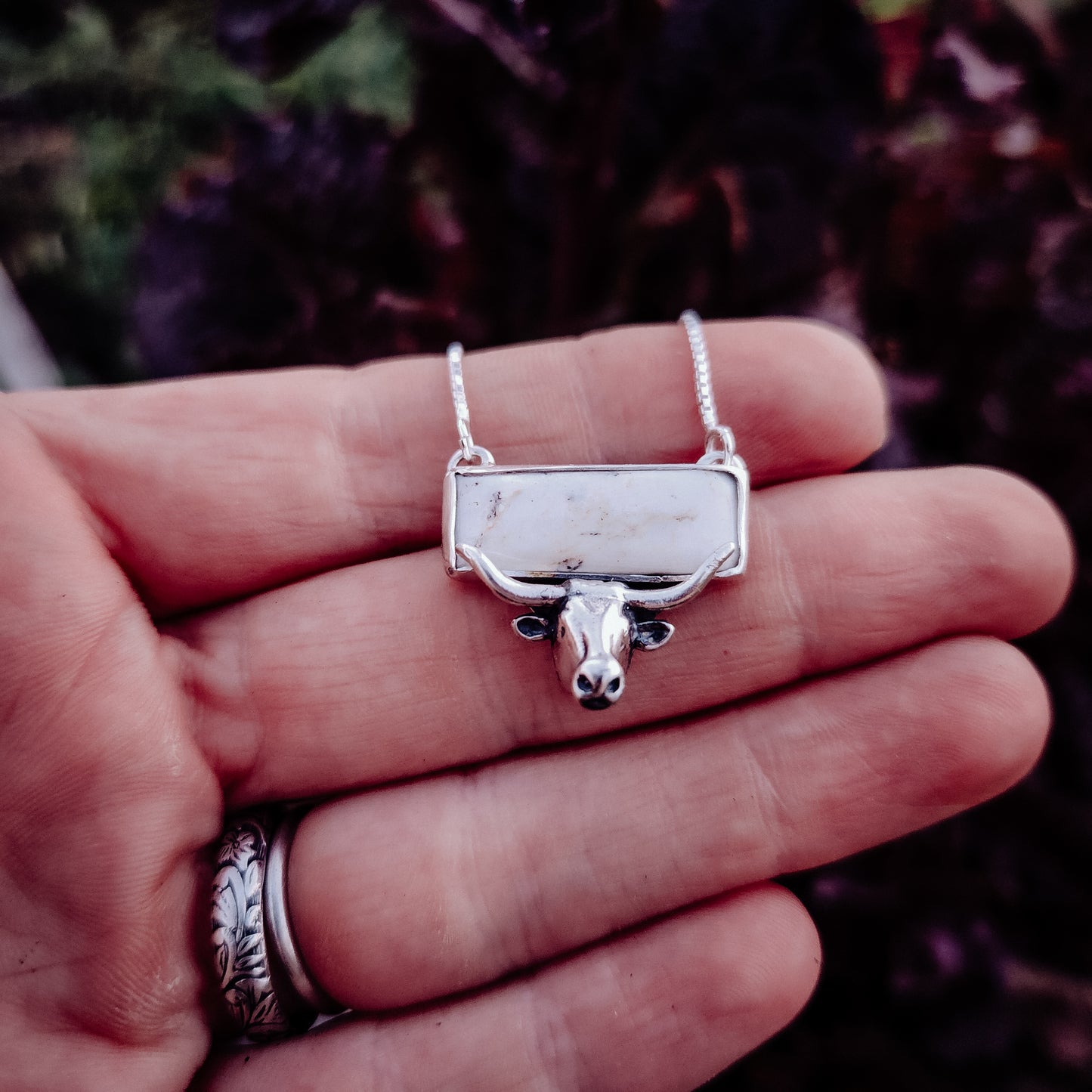 White Buffalo Skull Necklace