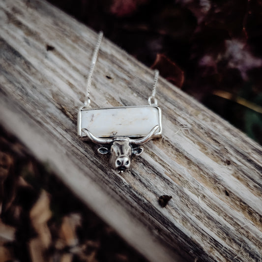 White Buffalo Skull Necklace