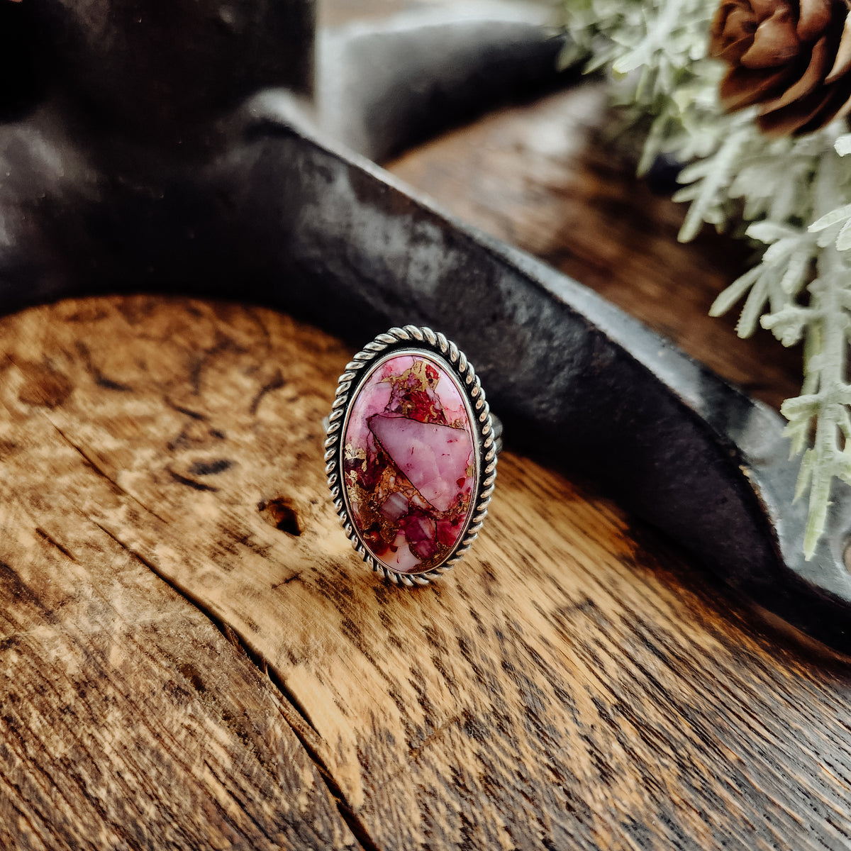 Pink Kingman Spiny Ring Sz 8.75