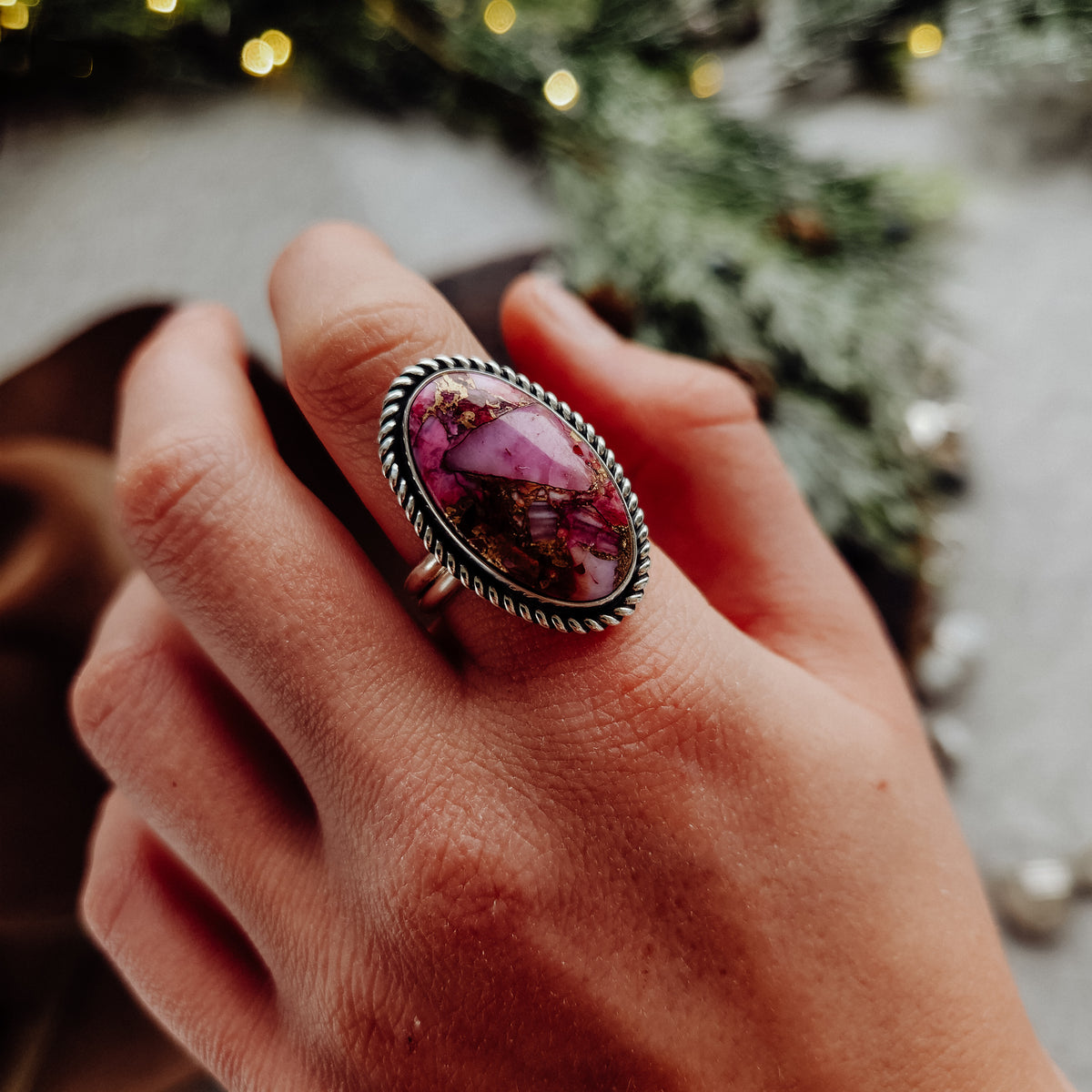 Pink Kingman Spiny Ring Sz 8.75