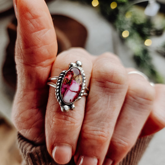 Pink Kingman Spiny Ring Sz 8