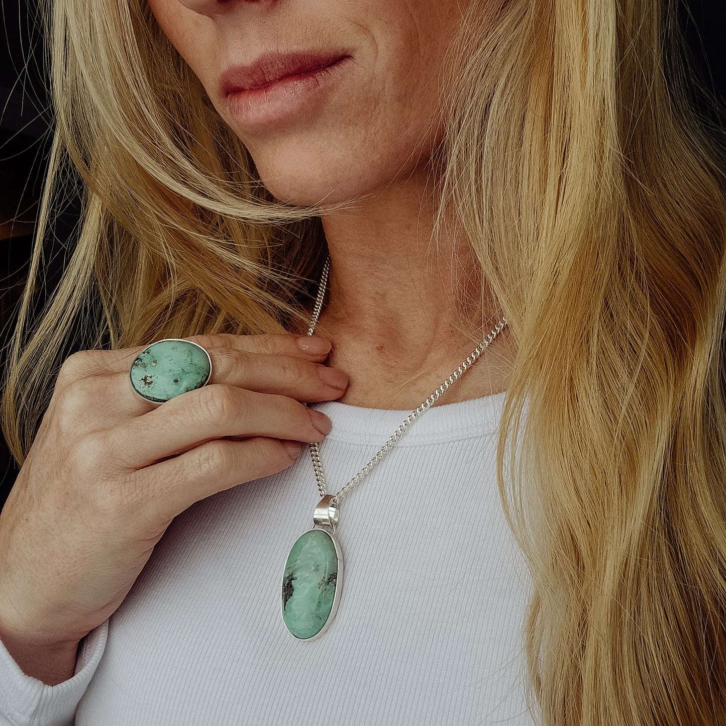 Turquoise Ring and Necklace Set
