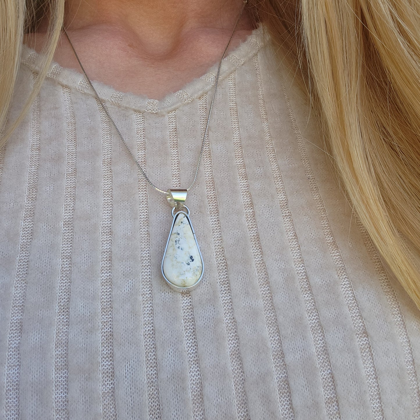 White Buffalo Ring and Necklace Set