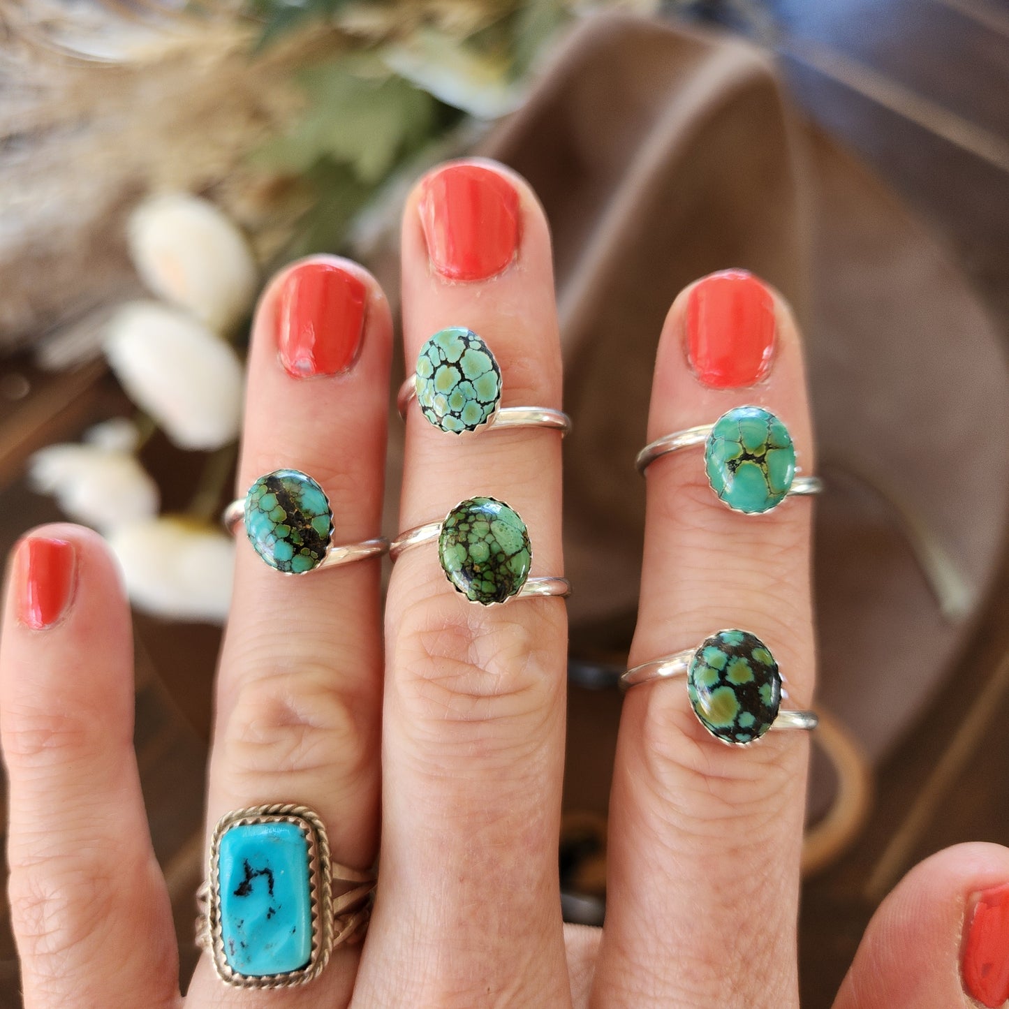 Twist Band Turquoise Stacker Rings
