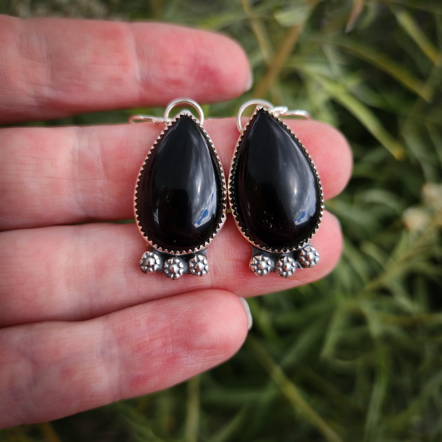 Black Onyx Flora Earrings