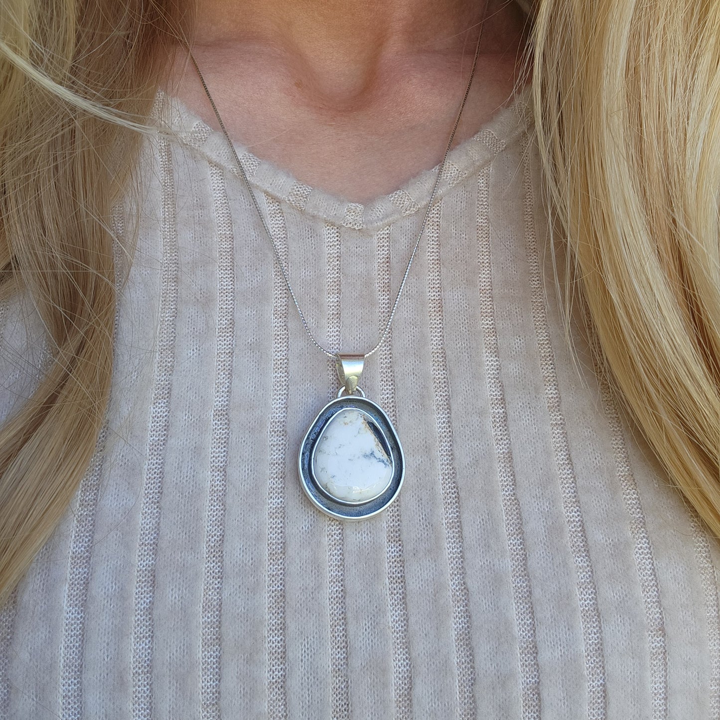 White Buffalo Ring and Necklace Set