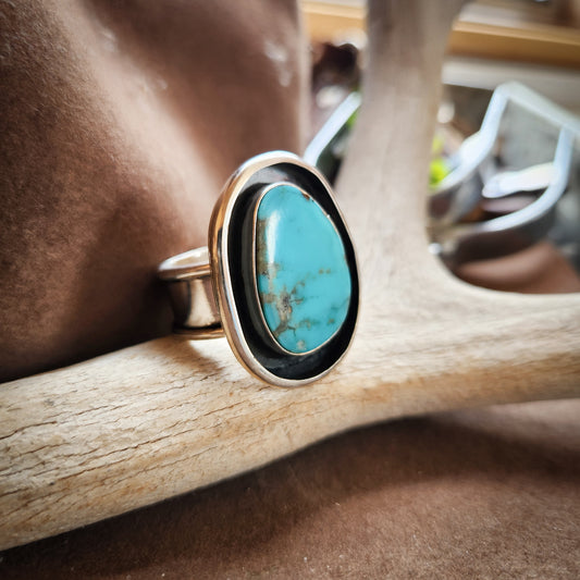 Kingman Turquoise Ring SZ 13.4