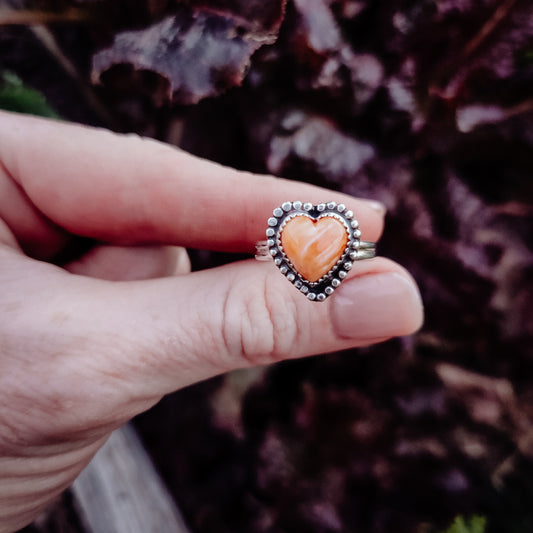 Spiny Oyster Heart Ring SZ 8.5