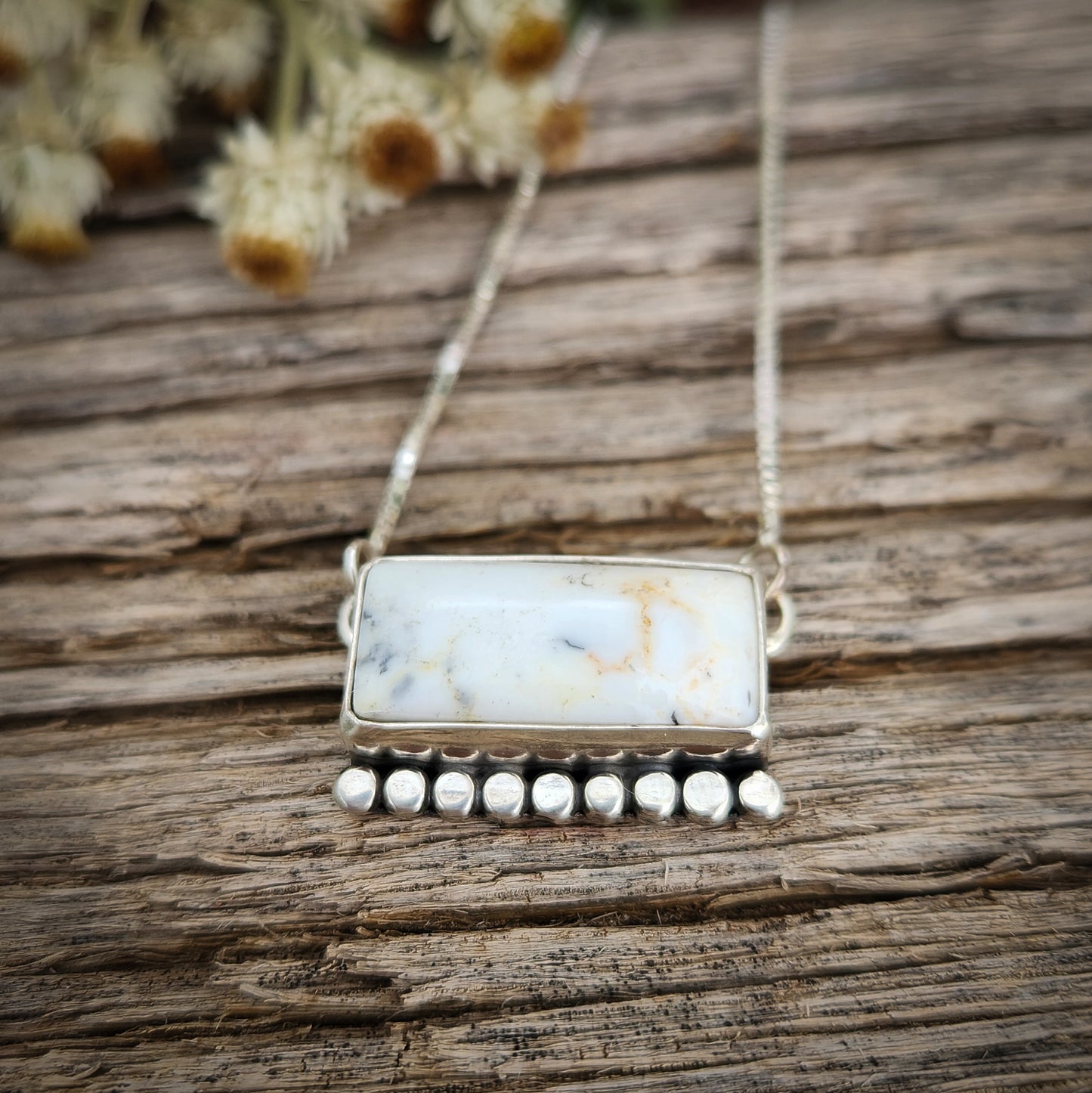 White Buffalo Bar Necklace 16"