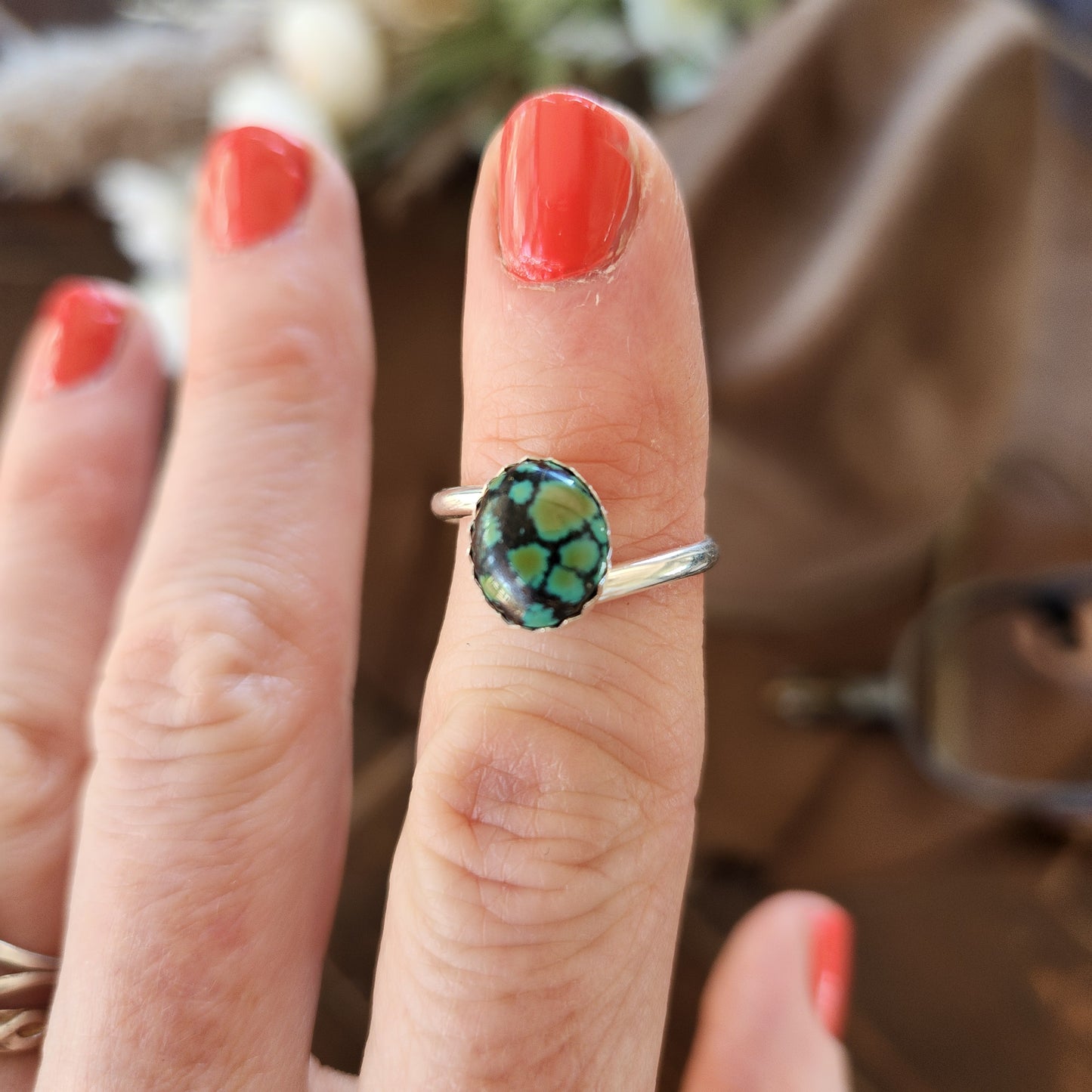 Twist Band Turquoise Stacker Rings