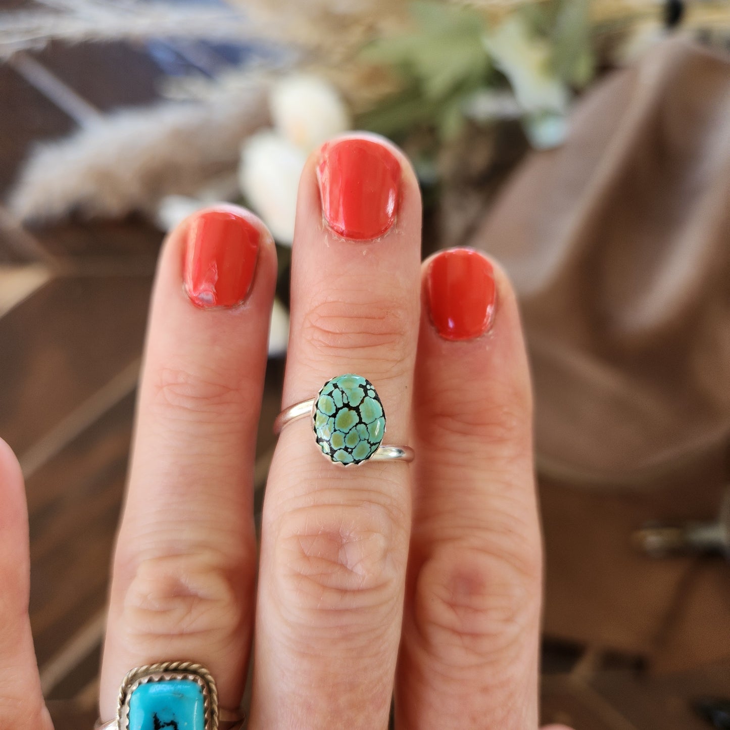 Twist Band Turquoise Stacker Rings