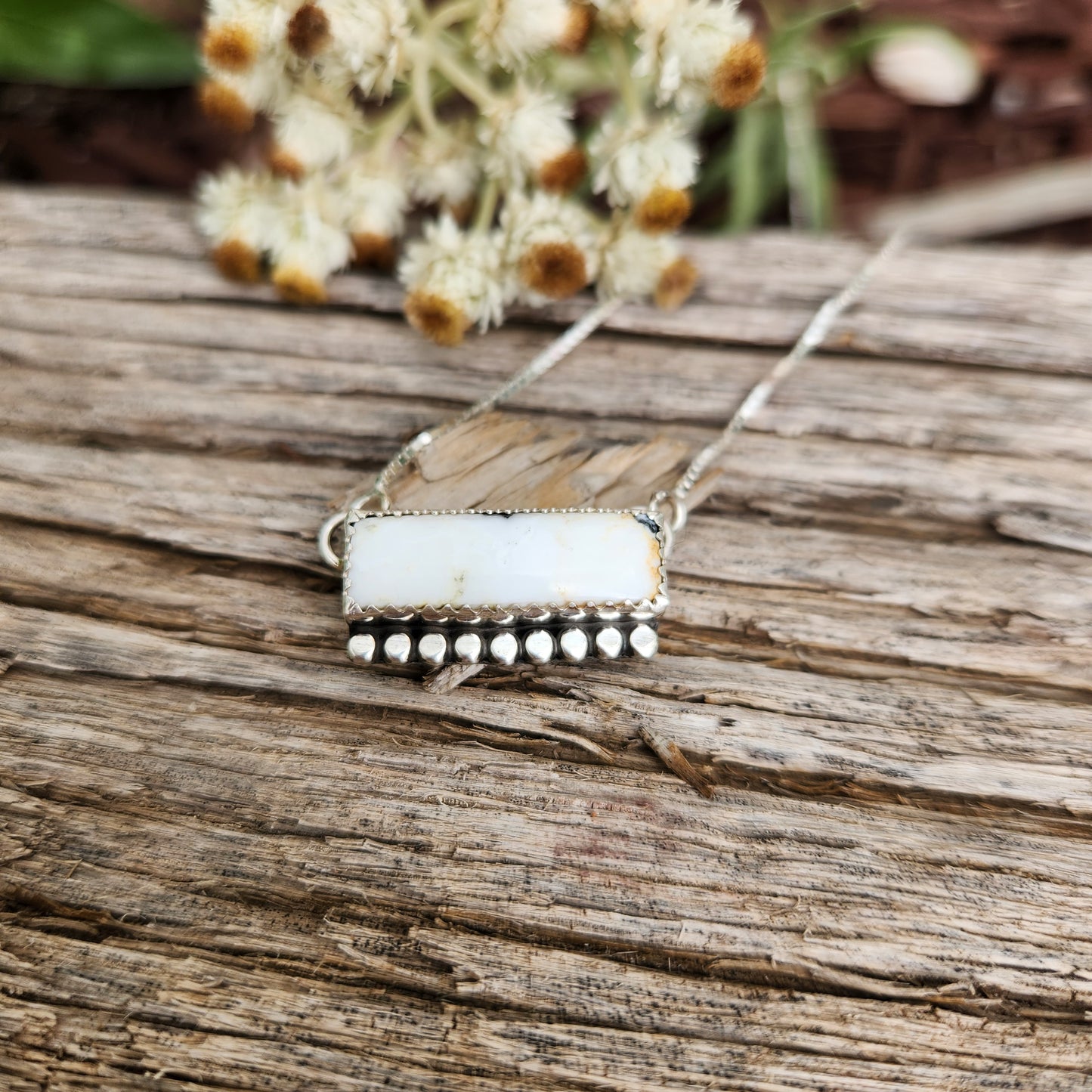 White Buffalo Bar Necklace 16"