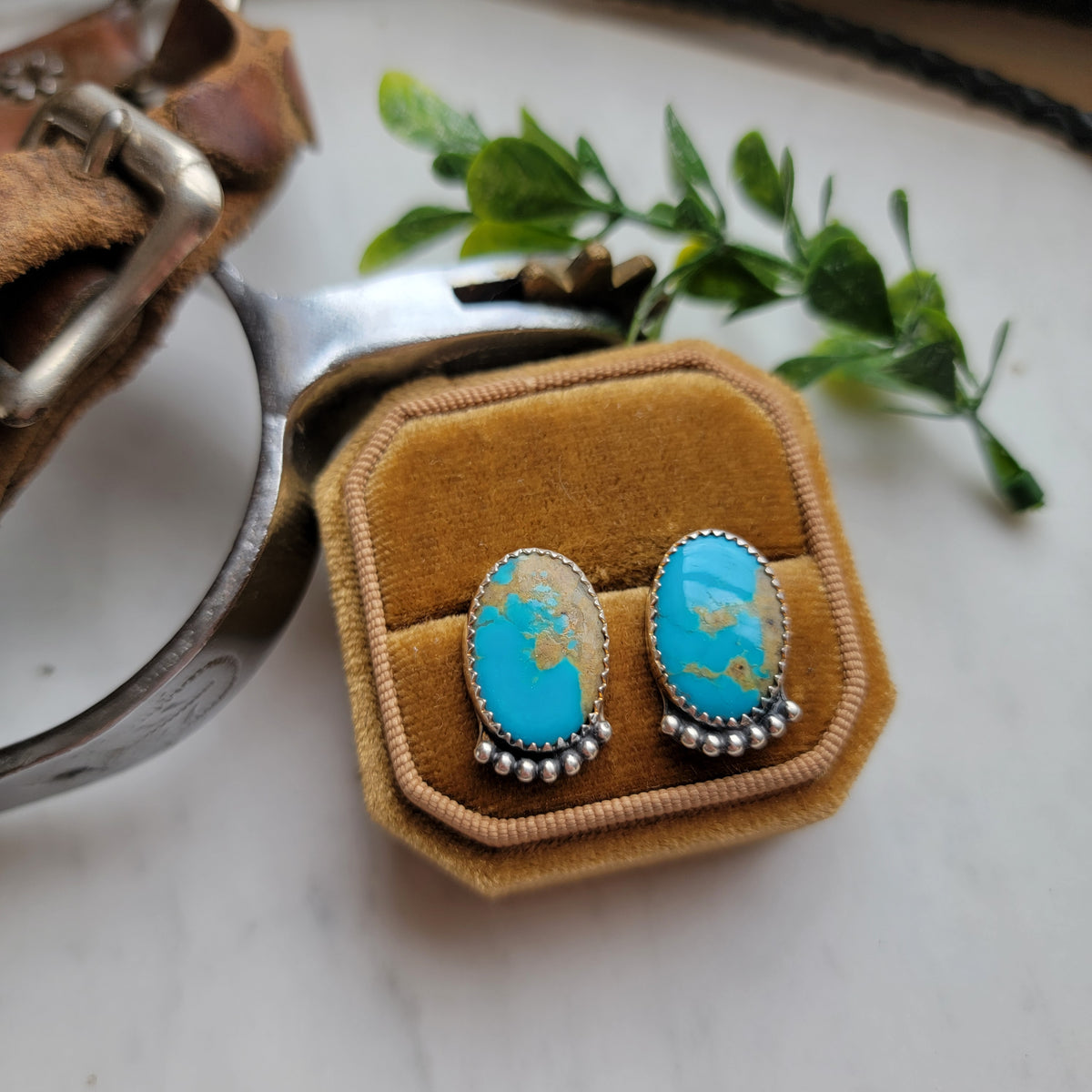Large Turquoise Stud Earrings