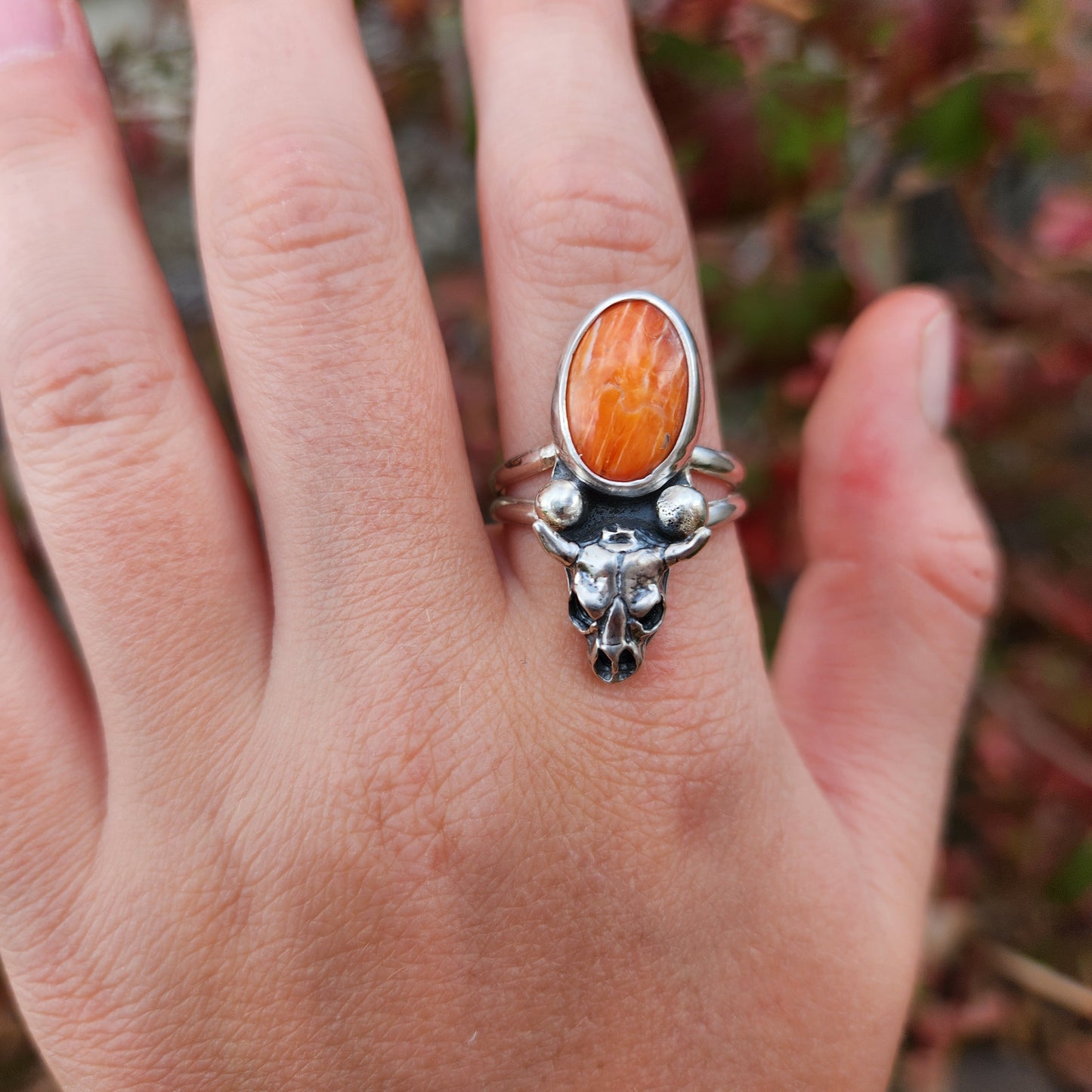 Spiny Oyster Skull Ring SZ 8.75