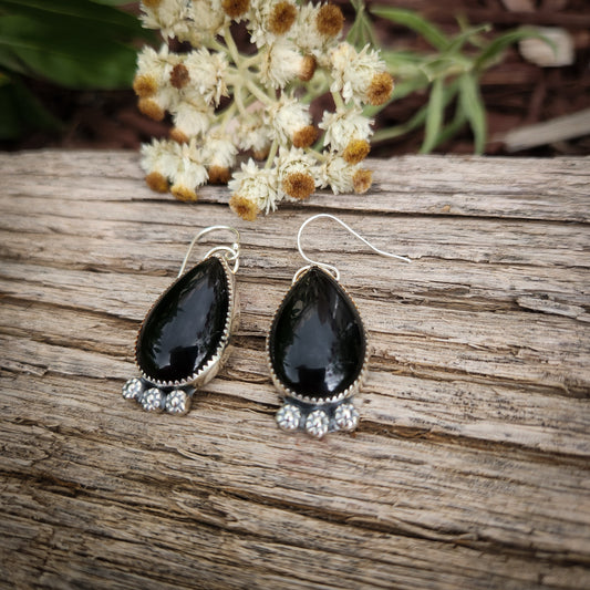 Black Onyx Flora Earrings