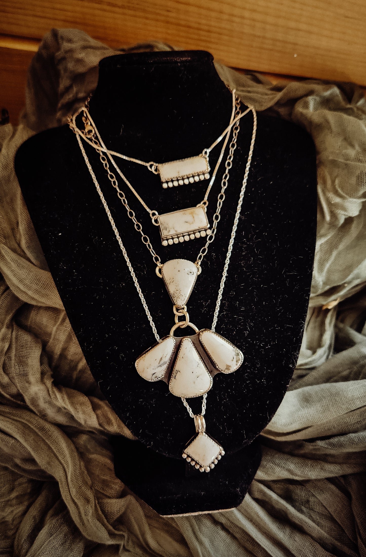 White Buffalo Iris Necklace